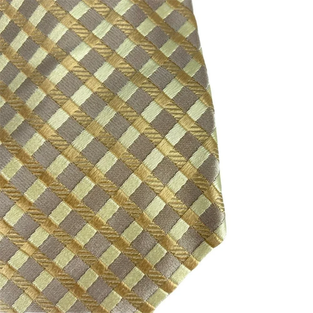 BCBG Attitude Yellow Gold Intersecting Stripes Tie‎